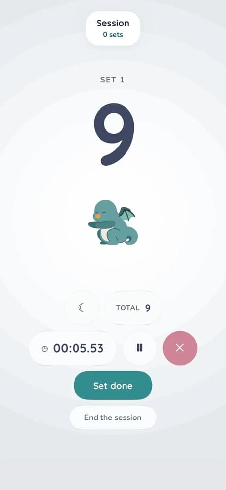 Kelva: a live session, the set you are on and the rest timer